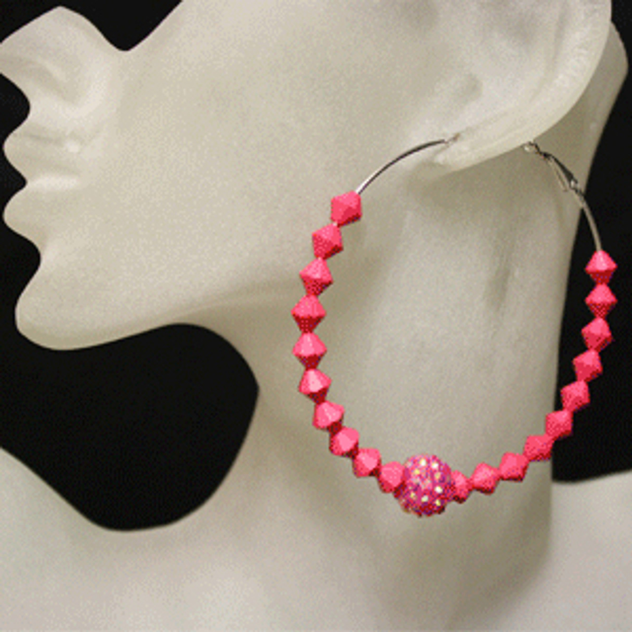 Pink diamond bead earring