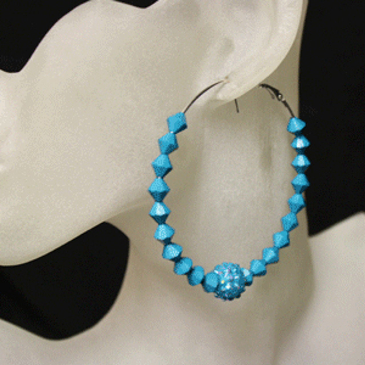 Blue diamond bead earring