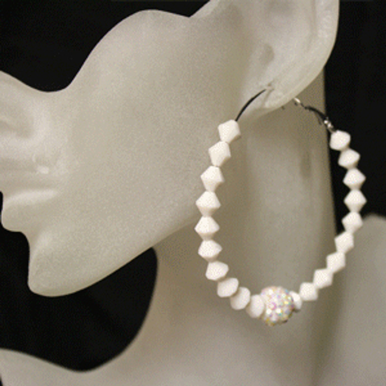 White diamond bead earring