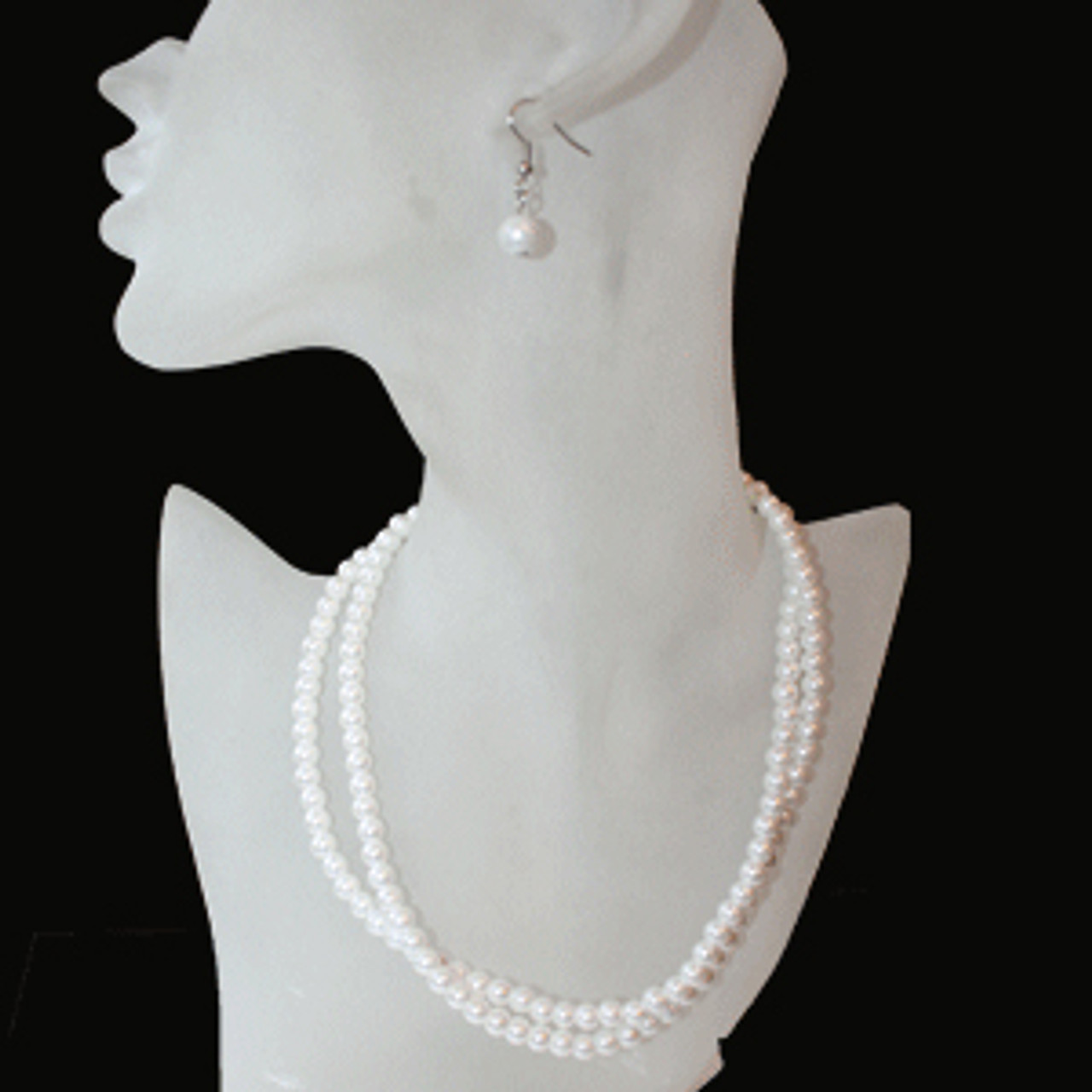 Glass pearl necklace set