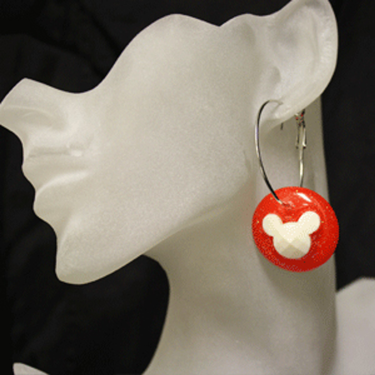 Red and white mouse earrings