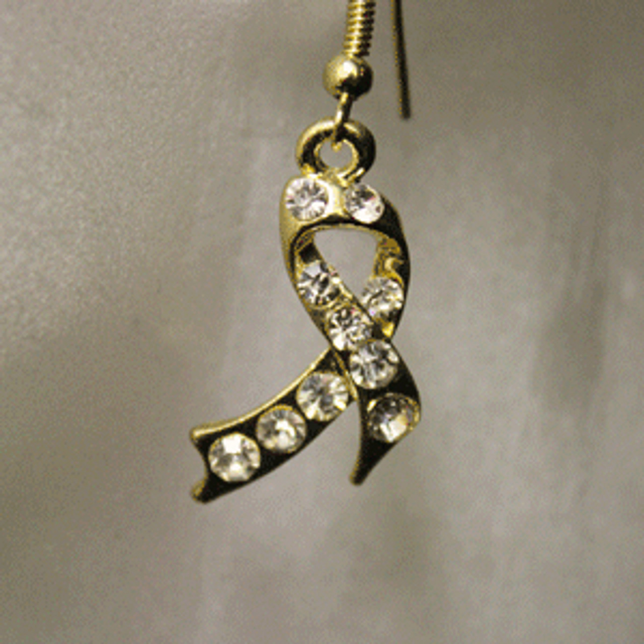 Gold charity or awareness ribbon earrings