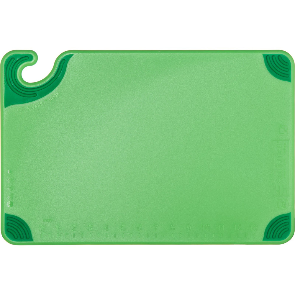 San Jamar CBG121812GN Saf-T-Grip® 18 x 12 x 1/2 Green Cutting Board with  Hook