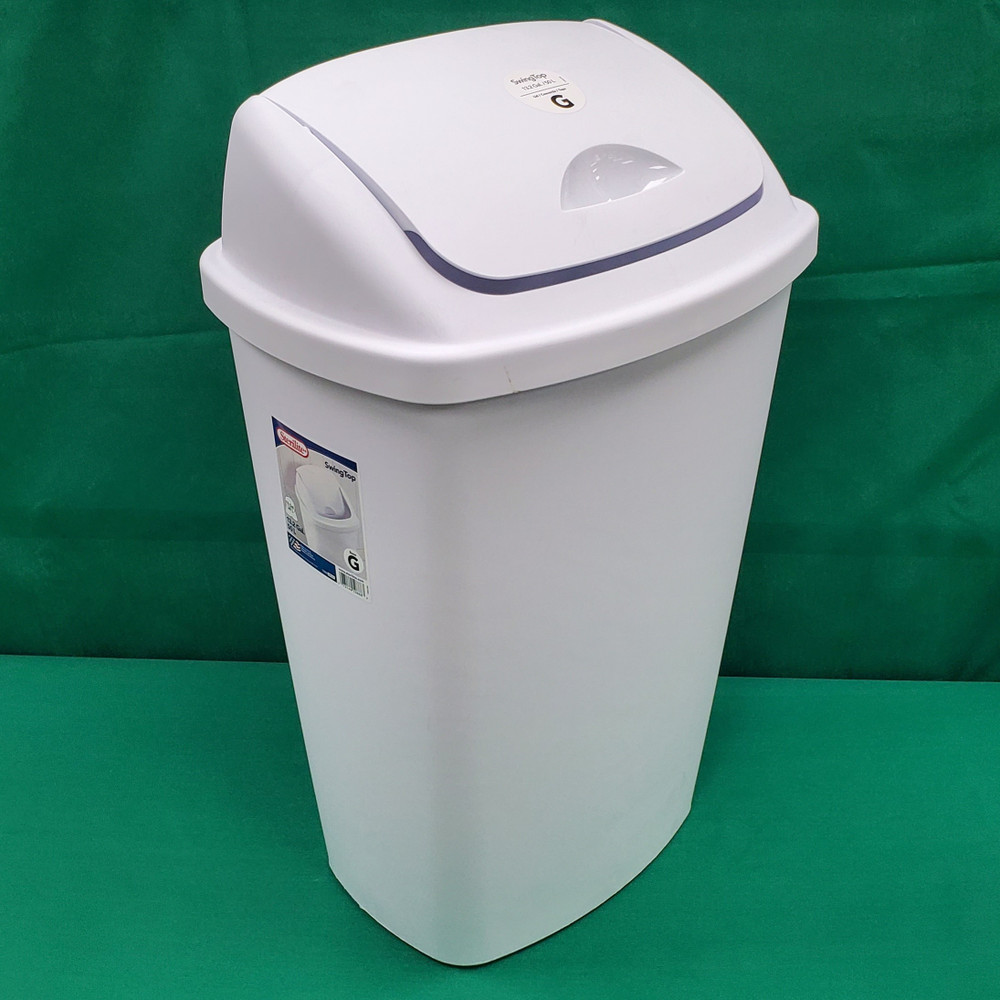 Sterilite TouchTop Wastebasket, White, 7.5 Gallon, Household