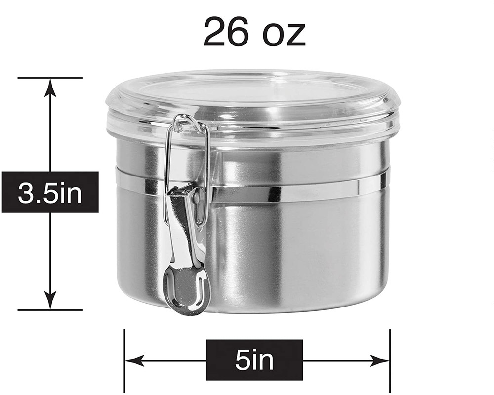 Oggi 5300.0 26 Oz. Airtight Stainless Steel Canister, Round, 5 x