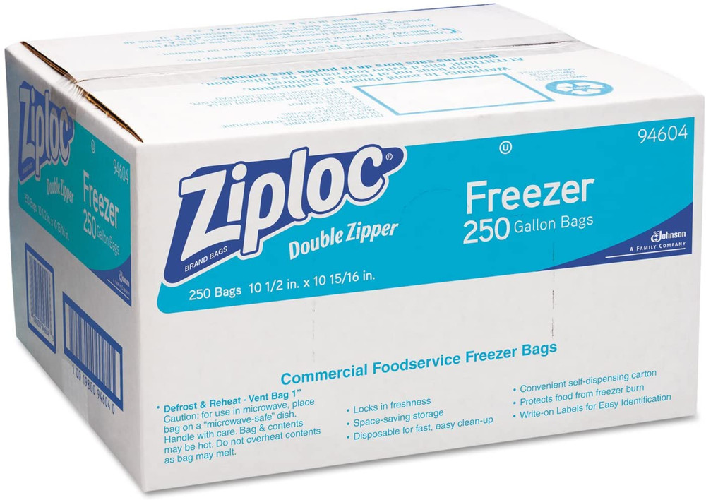 Ziploc Double Zipper Storage Bags, 2 Gallon, 100 Bags/Carton (682253)