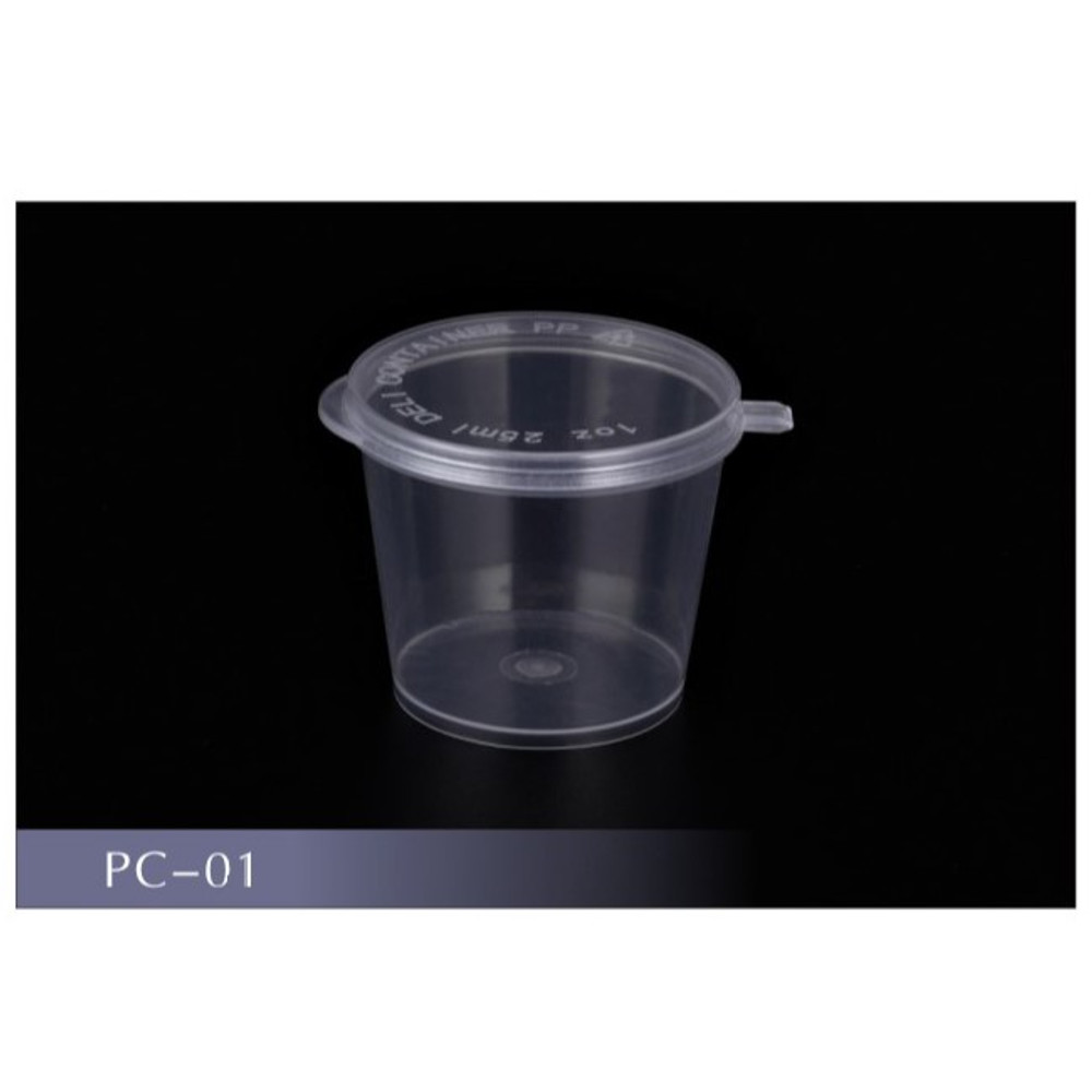 Disposable Plastic Sauce Cups With Lids - Round Containers For