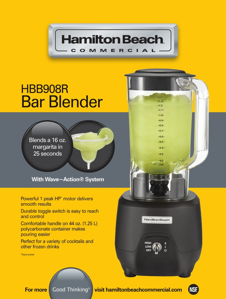 Hamilton Beach HBB908R 44 oz Bar Mixer - Margarita & Daiquiri Machine