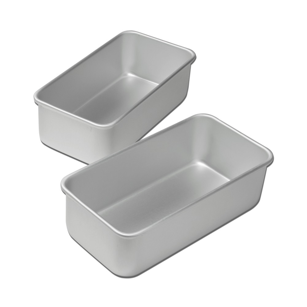 Fat Daddio's Bp-set Anodized Aluminum Bread Pan 2 Piece Set, 7.75 x 3.75 Inches