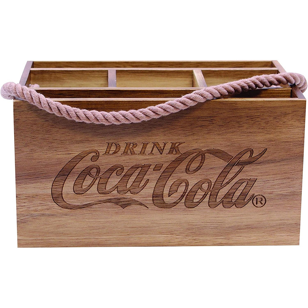 Tablecraft CC330 CocaCola Wood Caddy with Rope Handle Win Depot
