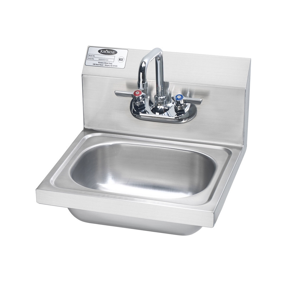 16" Wide Hand Sink w/Faucet & Drain Krowne HS-2L 