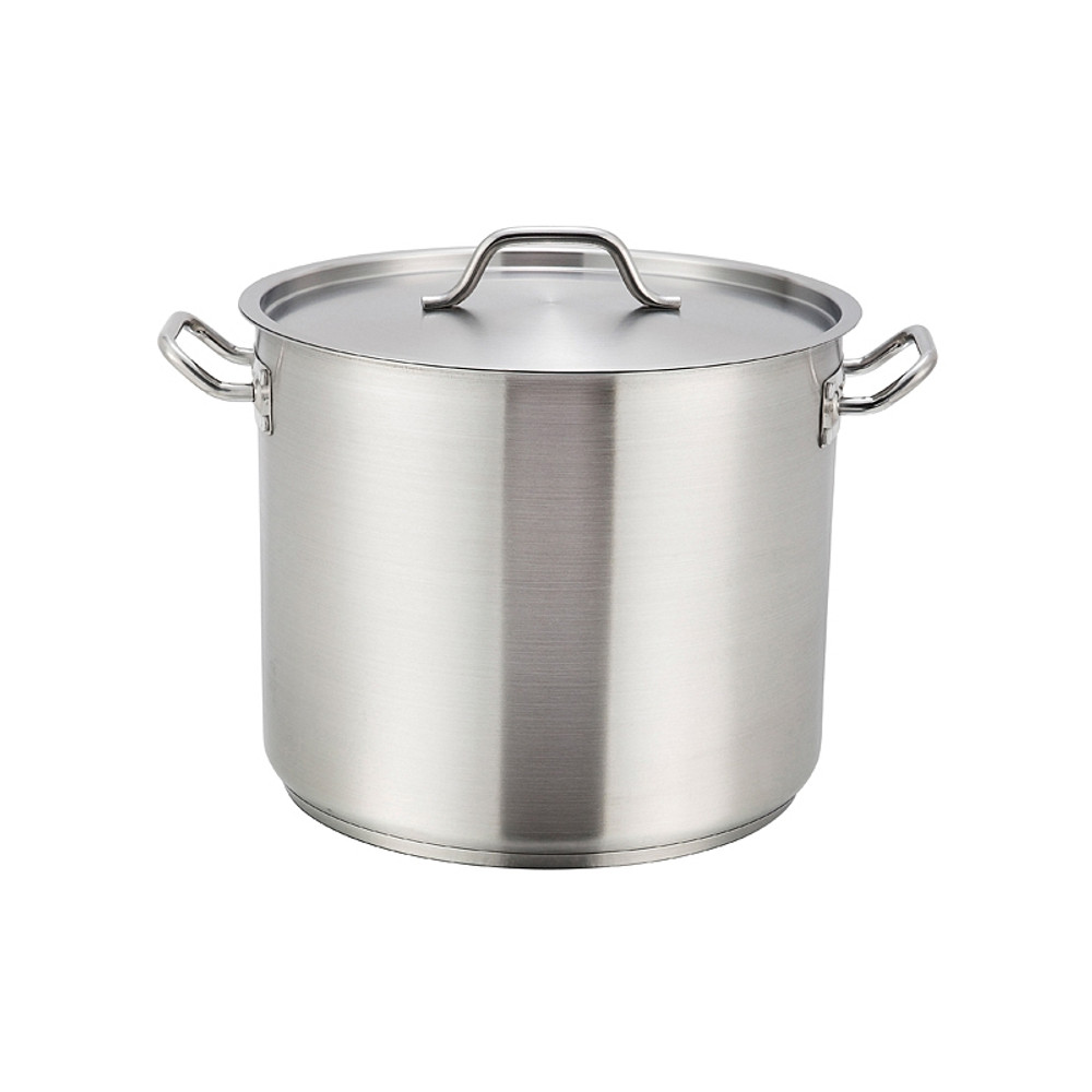 Winco SST-60 Stainless Steel Induction Stock Pot with Cover - 60 Qt.