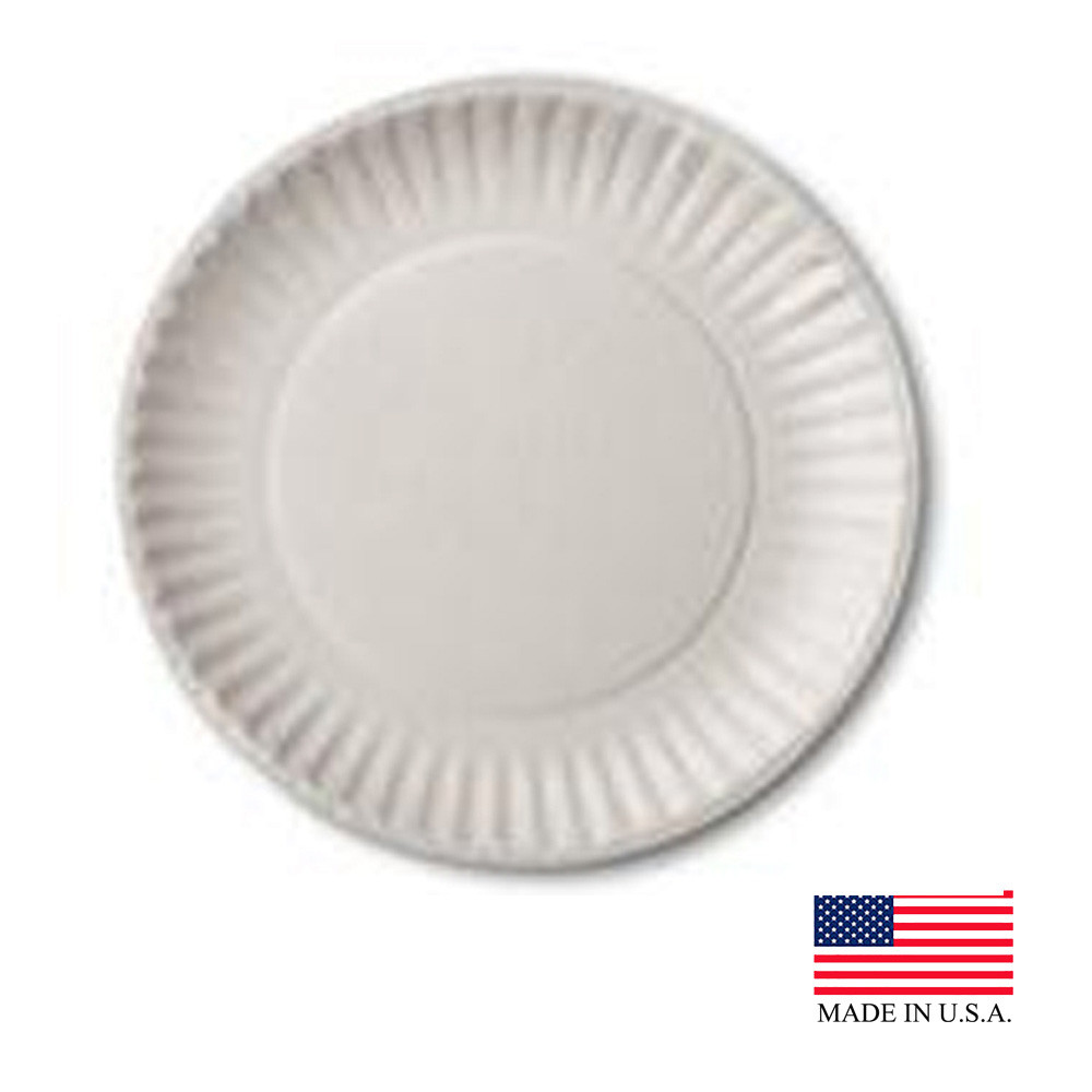 9 White Uncoated Paper Plate - 1200/Case