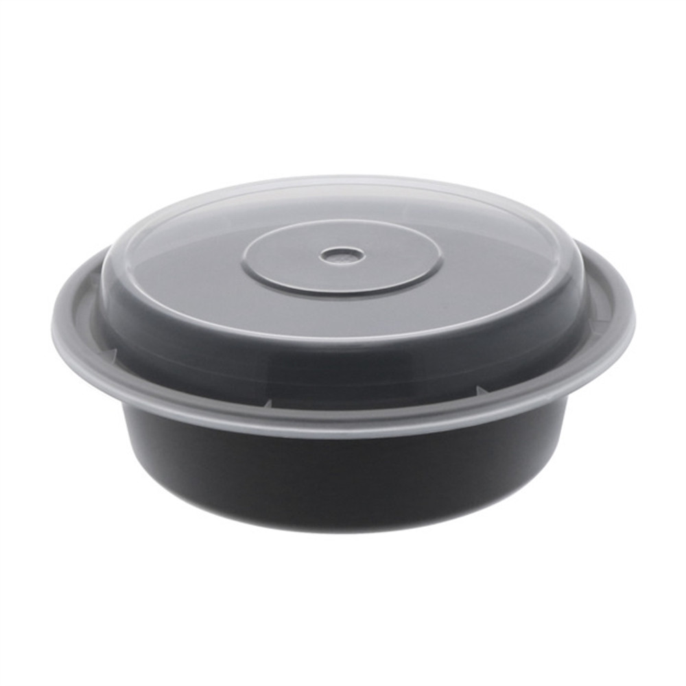 YS R-16B Round Black Container 16 oz - 150/Case