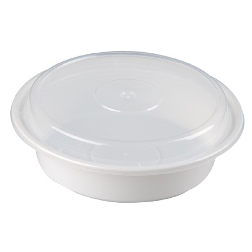 Pactiv NC723 White 24 oz. Plastic Round Container with Clear Lid
