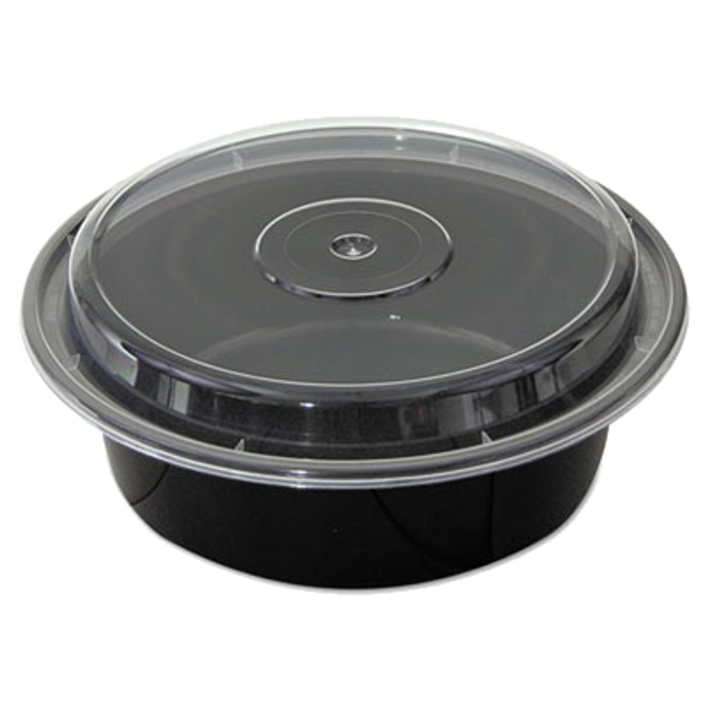 Food Container, 32 Oz, Black, Polypropylene, with Lids, (150/Case