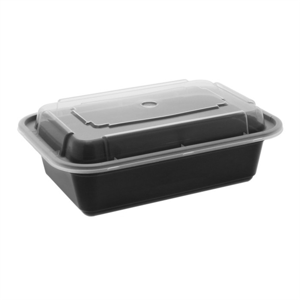 24 oz. Round Black Containers and Lids, Case of 150