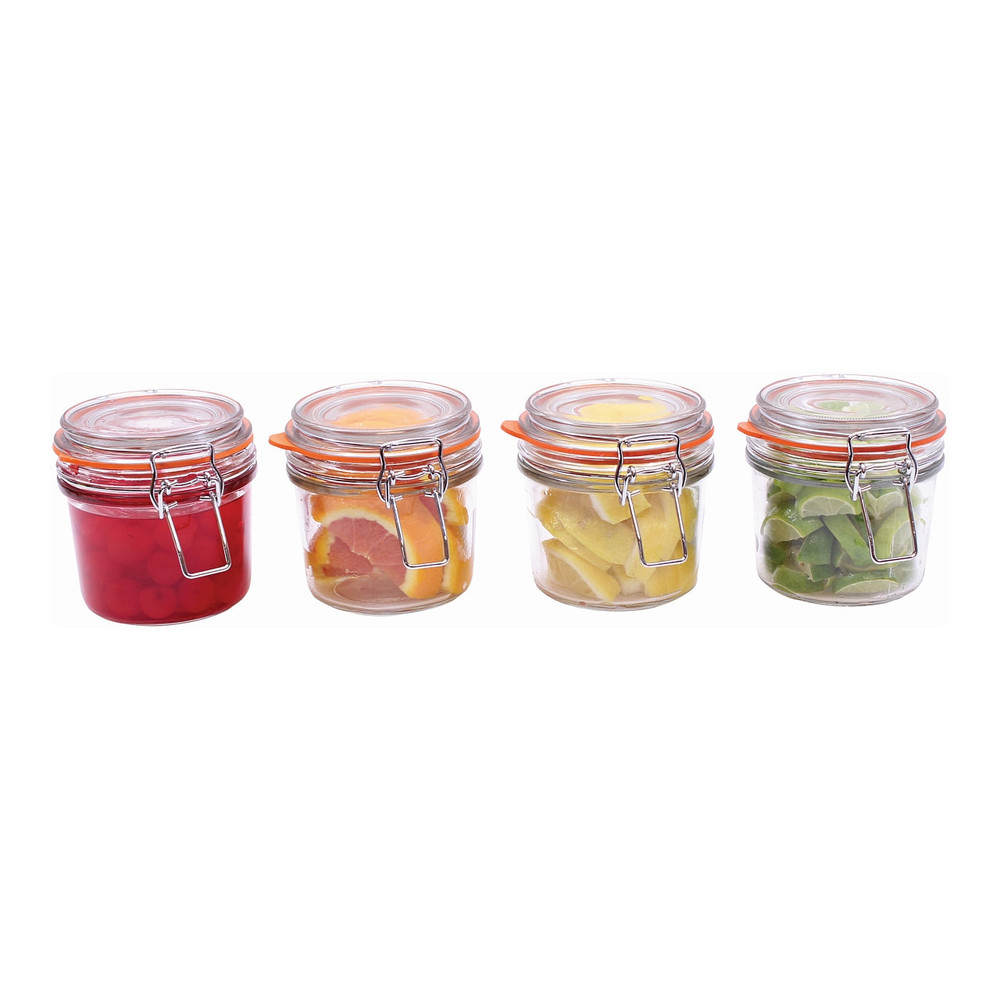 Tablecraft 10106 2 oz. Glass Condiment Jar with Stainless Steel