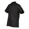 Chef Works BCSZ009BLKXL Springfield Chef Coat, Short Sleeve, Black, Zipper, XL