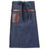 Mercer Culinary M63204DEN Wyatt Mid-Bistro Apron, 21"x26", Indigo Denim with Brown Leather Accents