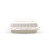 WELLCHOICE ECO Hinged Take-Out Container, 3-Compartment White, 9" x 9" x 3" (150/Case)