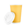 King Zak 00752 Paper Hot Cups & Lids, 16 oz, Tan (Pack of 30 Sets)