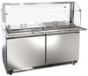 Omcan PT-CN-1524-S-HC 60" Refrigerated Prep Table, two-section, Sneeze Guard