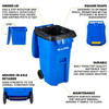 Alpine Industries ALP500-64-BLU Square Waste Container w/ Wheels, 64 Gallon, Blue