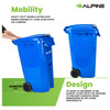 Alpine Industries ALP500-64-BLU Square Waste Container w/ Wheels, 64 Gallon, Blue