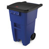Rubbermaid FG9W2700BLUE BRUTE Roll-Out Container Blue with Lid, 50 Gallon