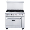 Dukers DCR36-6B 36" Gas Range with 6 Burners, Stainless Steel