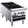 Dukers DCSPB2 18" Two-Burner Gas Stock Pot Range with Heavy-Duty 3-Ring Cast Iron Grates