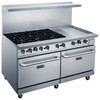 Dukers DCR60-6B24GM 60" Gas Range with 6 Burners & 24" Griddle, Stainless Steel Exterior