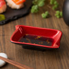 Yanco CR-0002 Two-Tone Sauce Dish, 3 oz., 4-1/8", Rectangular, Black/Red