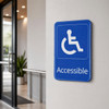 CAC SCE9-AC06 "Accessible" Sign, 6" x 9", Blue & White