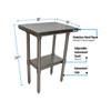 BK VTT-1830 Work Table, 30"W x 18"D, Galvanized Undershelf