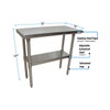 BK VTT-1836 Work Table, 36"W x 18"D, Galvanized Undershelf