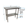 BK VTT-1848 Work Table, 48"W x 18"D, Galvanized Undershelf