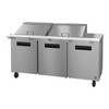 Hoshizaki SR72A-24M Refrigerator, Three Section Mega Top Prep Table, Stainless Doors