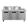 Hoshizaki SR72A-24M Refrigerator, Three Section Mega Top Prep Table, Stainless Doors