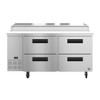 Hoshizaki PR67A-D4 Refrigerator, Two Section Pizza Prep Table, Stainless Drawers