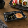 Yanco BP-4031 Black Pearl 4 3/4" x 3" Rectangular 2-Compartmen Melamine Sauce Dish