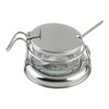 Tablecraft 357 6 Oz. Condiment Jar Set, Glass Jar with Stainless Steel Lid & Spoon