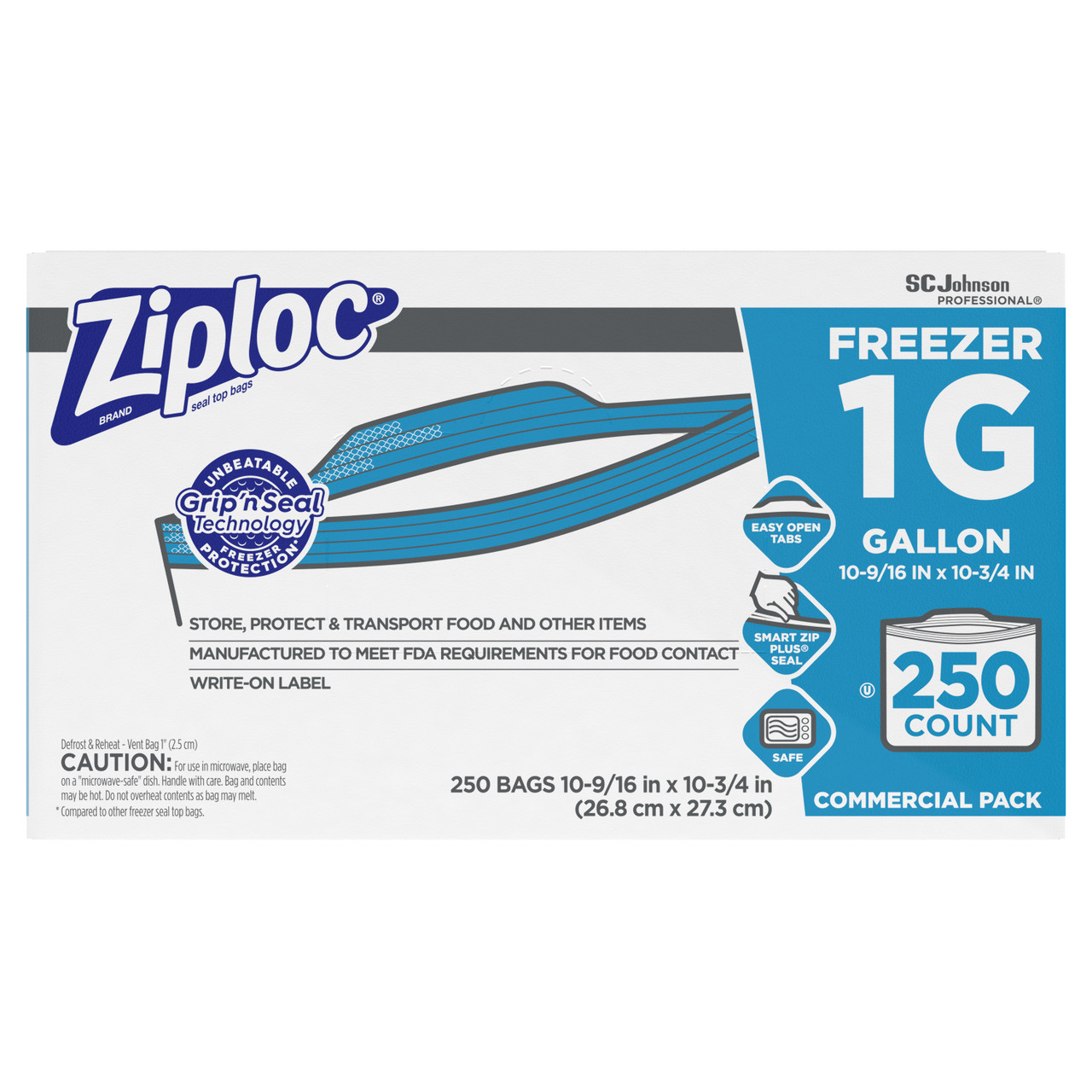 Ziploc 1-Gallon Freezer Storage Bag, 250 per Pack - 1 per Case