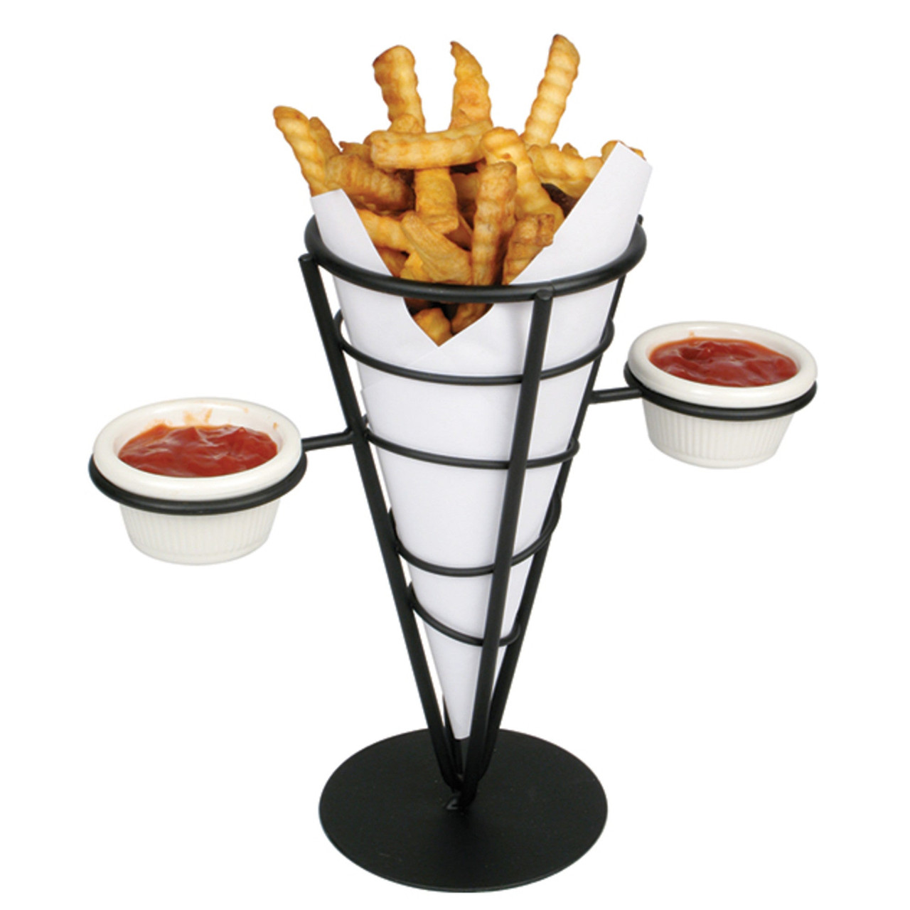 Winco WBKH-5 Black Wire French Fries Holder, Single Cone - Win Depot
