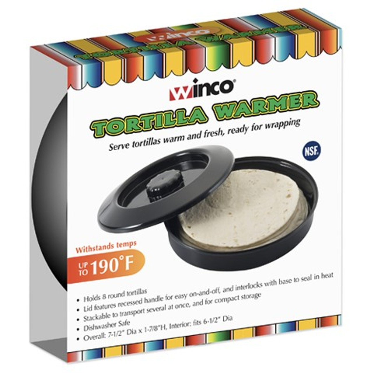 Winco Ptw 7k 7 5 Black Tortilla Warmer Win Depot