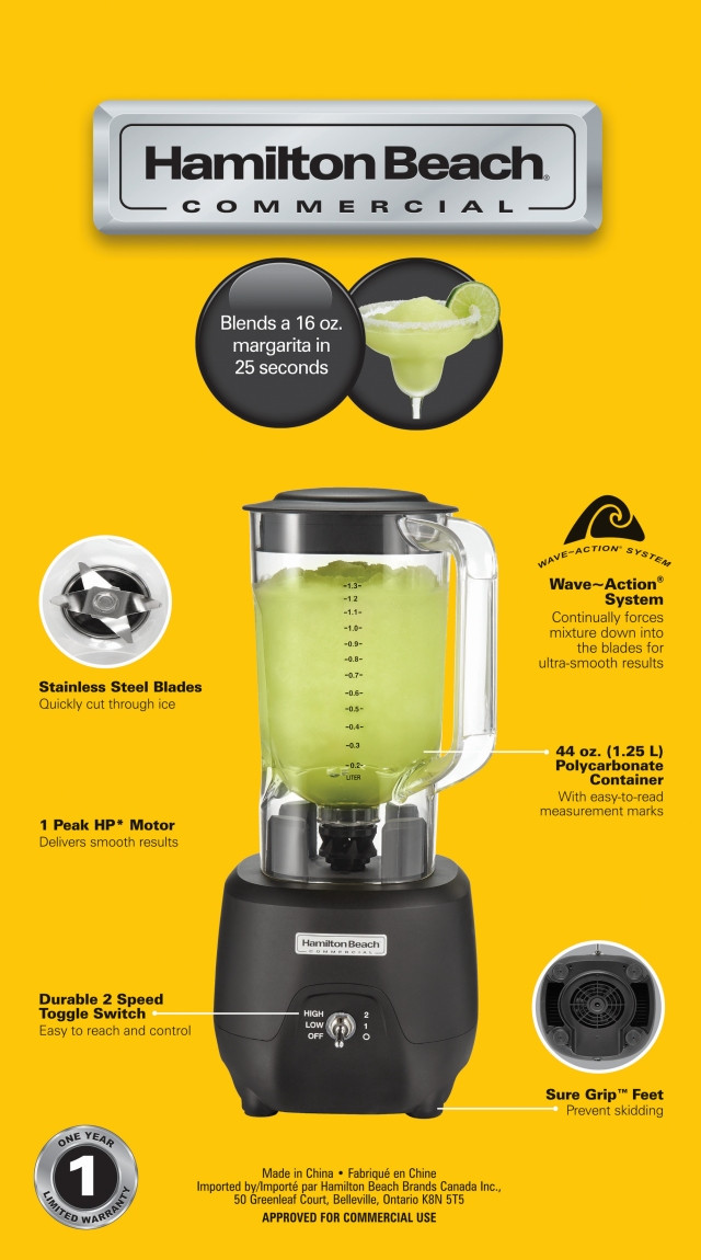Hamilton Beach HBB908R Bar Blender, 44 oz Polycarbonate Container