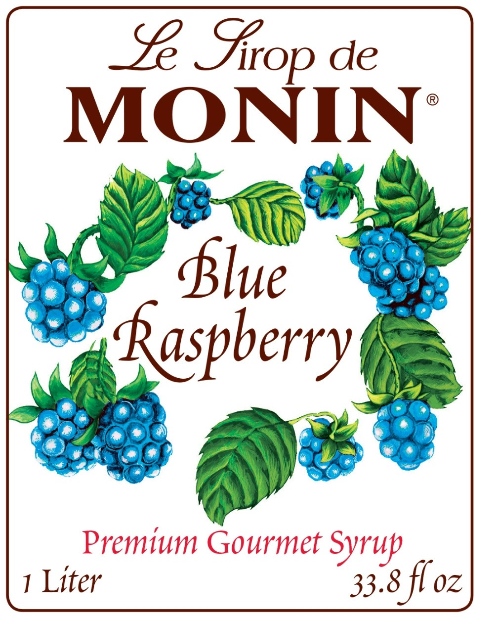 Monin Blue Raspberry Syrup, 1 Liter - Win Depot
