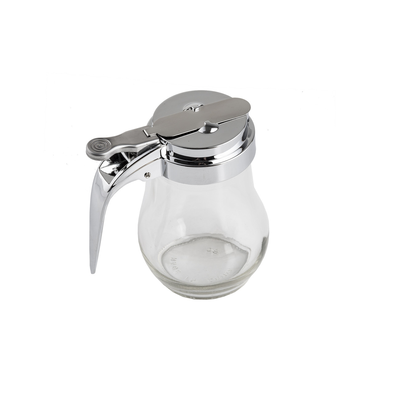 Tablecraft 406 Syrup Dispenser, 6 oz., Teardrop Glass, Chrome