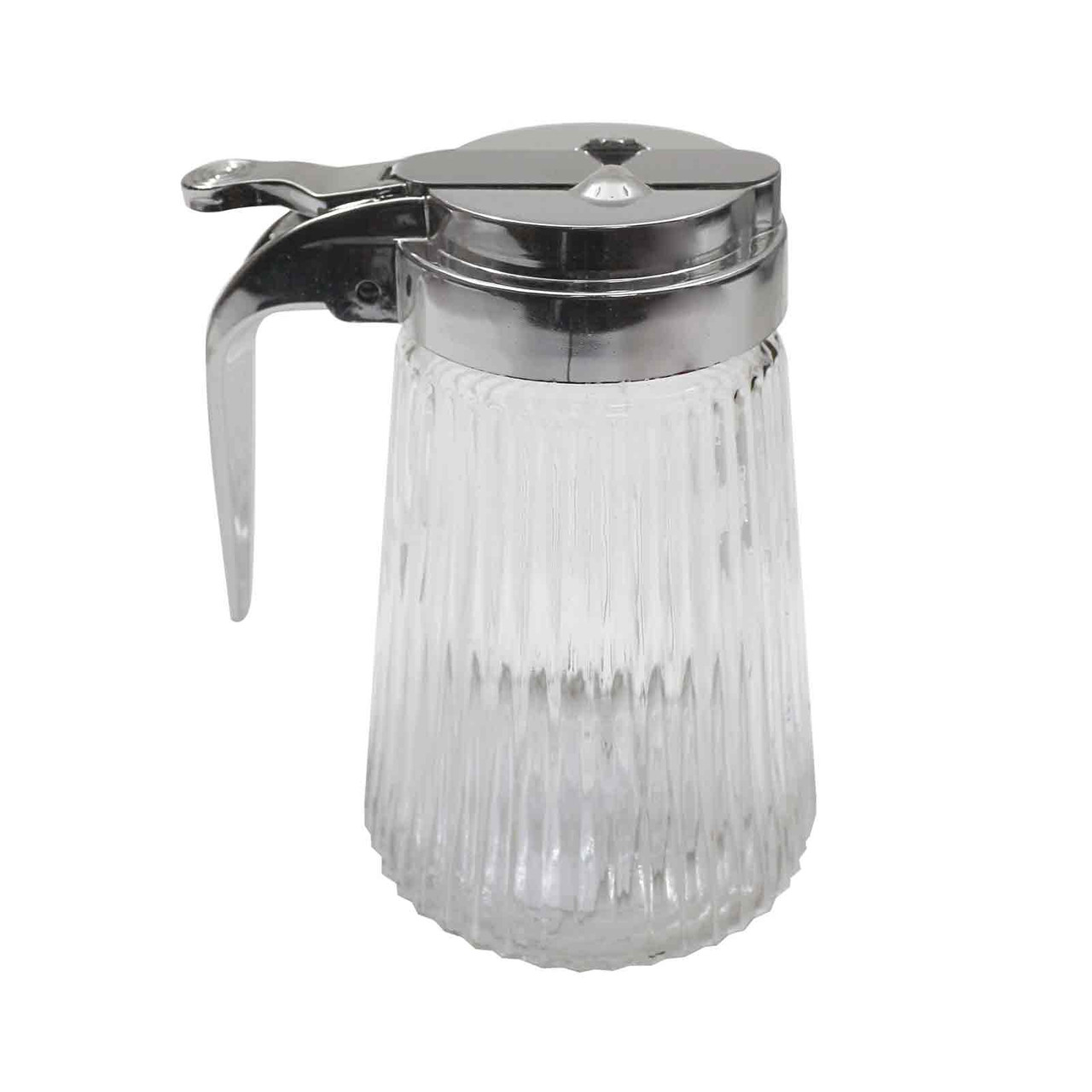 Tablecraft 10406 Syrup Dispenser, 10oz, Fluted, Glass, Chrome Top